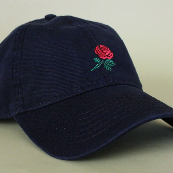 Rose Baseball Hat Dad Hat Low Profile White Pink Black Casquette Embroidered Unisex Adjustable Strap Back Baseball Cap