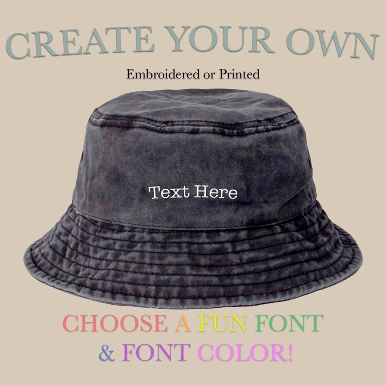 Personalized Washed Bucket Hat Custom Summer Bucket Hat Etsy