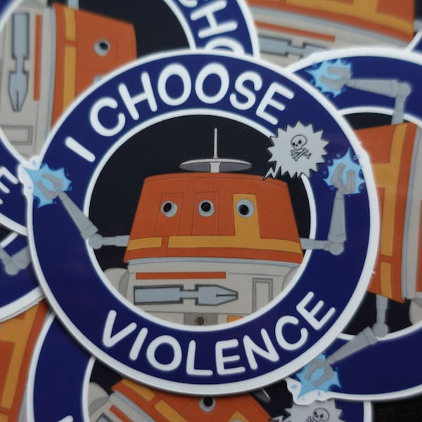 Chopper - I Choose Violence - Vinyl Sticker - Blue & White