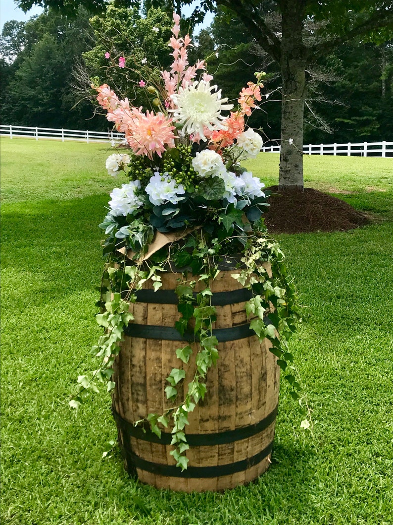 Weddimg Flower Arrangement Wedding Barrel Flowers Etsy