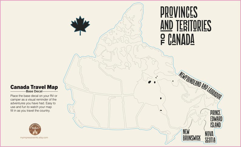 Canadian - Sticker Travel Map for Rv's and Campers - Etsy