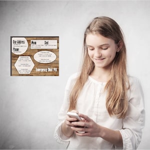 Emergency Phone number board for Children/Baby Sitter