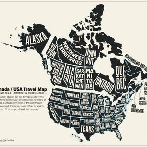 USA and Canada Travel Map Decal