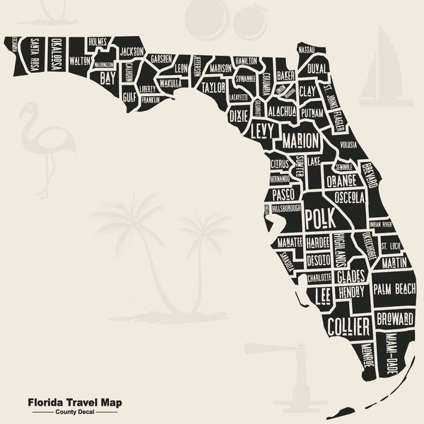 Florida Decal - Sticker Travel Map for RV's and Campers