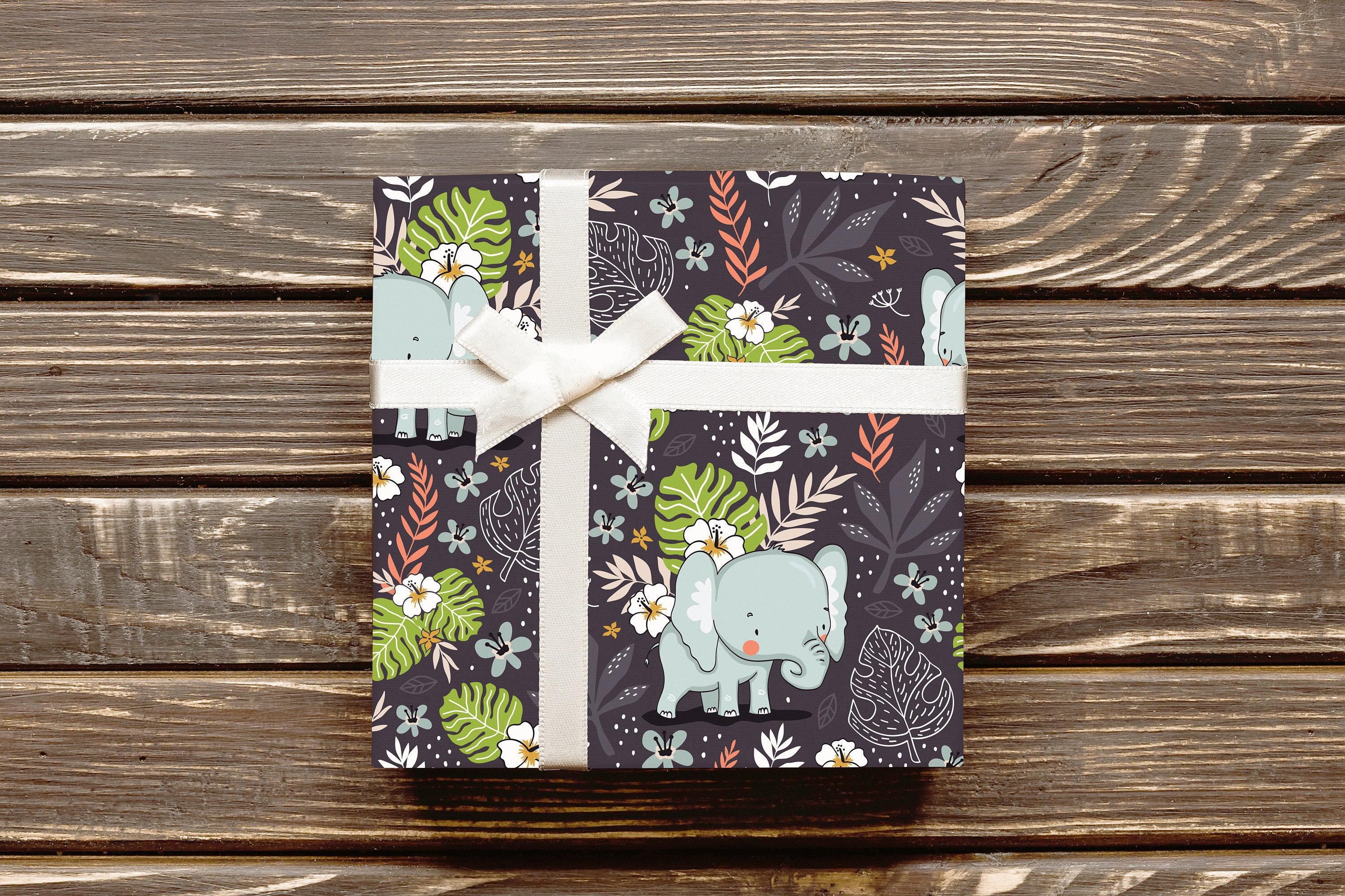 Baby Elephant Wrapping Paper Elephant Wrapping Paper Etsy
