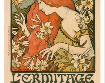 European 1897 Classic Art Nouveau Decorative Classic Vintage The Hermitage Magazine Cover Affiche Poster