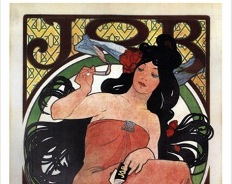 European Retro Art Decorative 1896 Job Cigarette Paper Vintage French Advertisement Poster