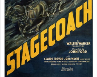 駅馬車 1939年映画ポスター：ジョン・ウェイン西部劇レトロアート
