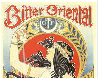 European Retro Art Decorative Vintage Advertisement Oriental Bitter Poster