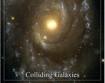 Botsende sterrenstelsels Hubble Space Image Iriserende gloeiende poster
