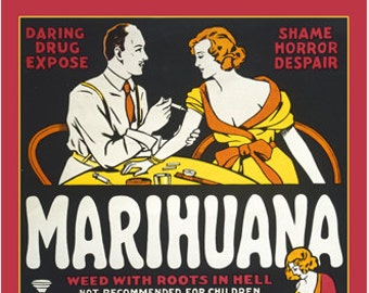 Vintage Anti-Marijuana Propoganda Poster Funny Scolding Colorful Art Print Wall Decor