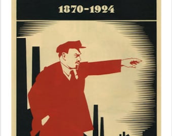 URSS Union soviétique 1924 Russe Bolchevik Communiste Révolutionnaire Vladimir Lénine vintage Affiche de propagande politique