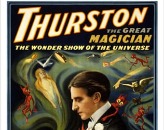 El espectáculo de magia más grande de la historia Howard Thurston EL GRAN MAGO Vintage 1915 Cartel de artes escénicas