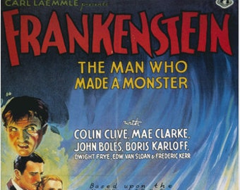 Retro Art Decorative 1931 Science Fiction Horror Film Frankenstein Boris Karloff Poster