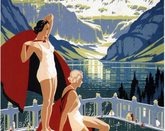 Retro Kunst Decoratieve Chateau Lake Louise Vintage Pacific Canada Toerisme Reizen Poster
