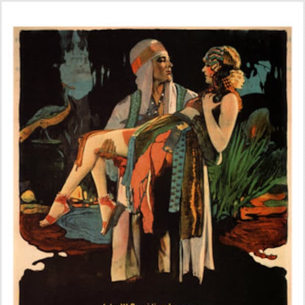 1926 Vintage Old Fashion The Son Of The Sheik Movie Poster Rudolph Valentino Art Print