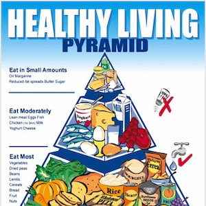 Dieta de Vida Saludable Guía de Alimentos Pyramid Nutrition Ayuda Educativa Póster Detallado