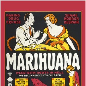 Vintage Anti-Marijuana Propoganda Poster Funny Scolding Colorful Art Print Wall Decor