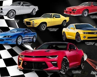 Classic American Chevy Muscle Car Evolution Modern Art Painting Home Decor Print Poster