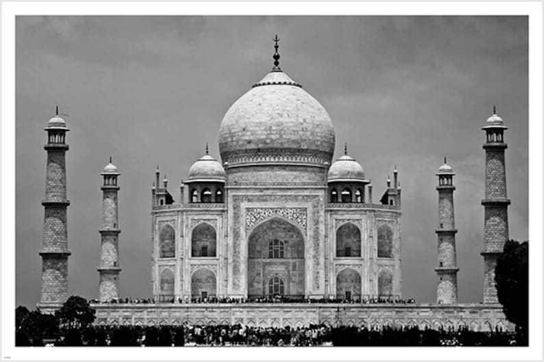 Das Taj Mahal Agra Indien schwarz / weiß Fotografie Poster Etsy