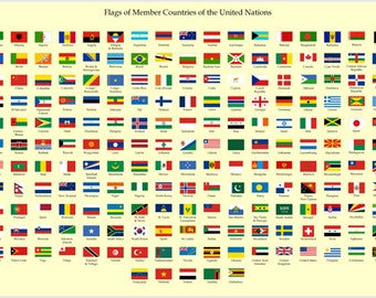 Wereld Verenigde Naties Leden Quick Reference Country Flag Politieke Poster Educatieve Hulp