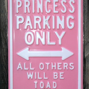 Divertido póster de papel que muestra el letrero de estacionamiento solo para Princess Parking