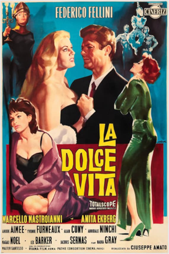 Fellini's La Dolce Vita Movie Poster Beautiful Painting | Etsy