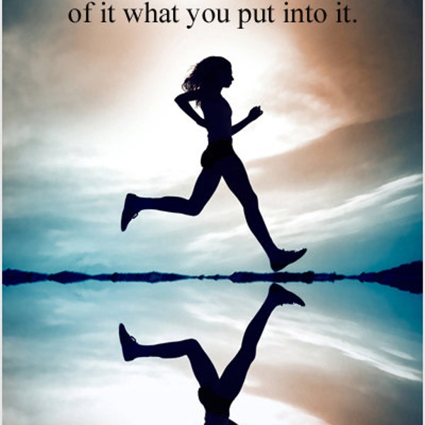 Woman Running Inspirational Poster Motivating Fitness Exercise Health Wellness