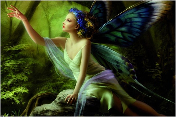 Forest Dreamy Butterfly Fairy bereiken Fantasy Poster