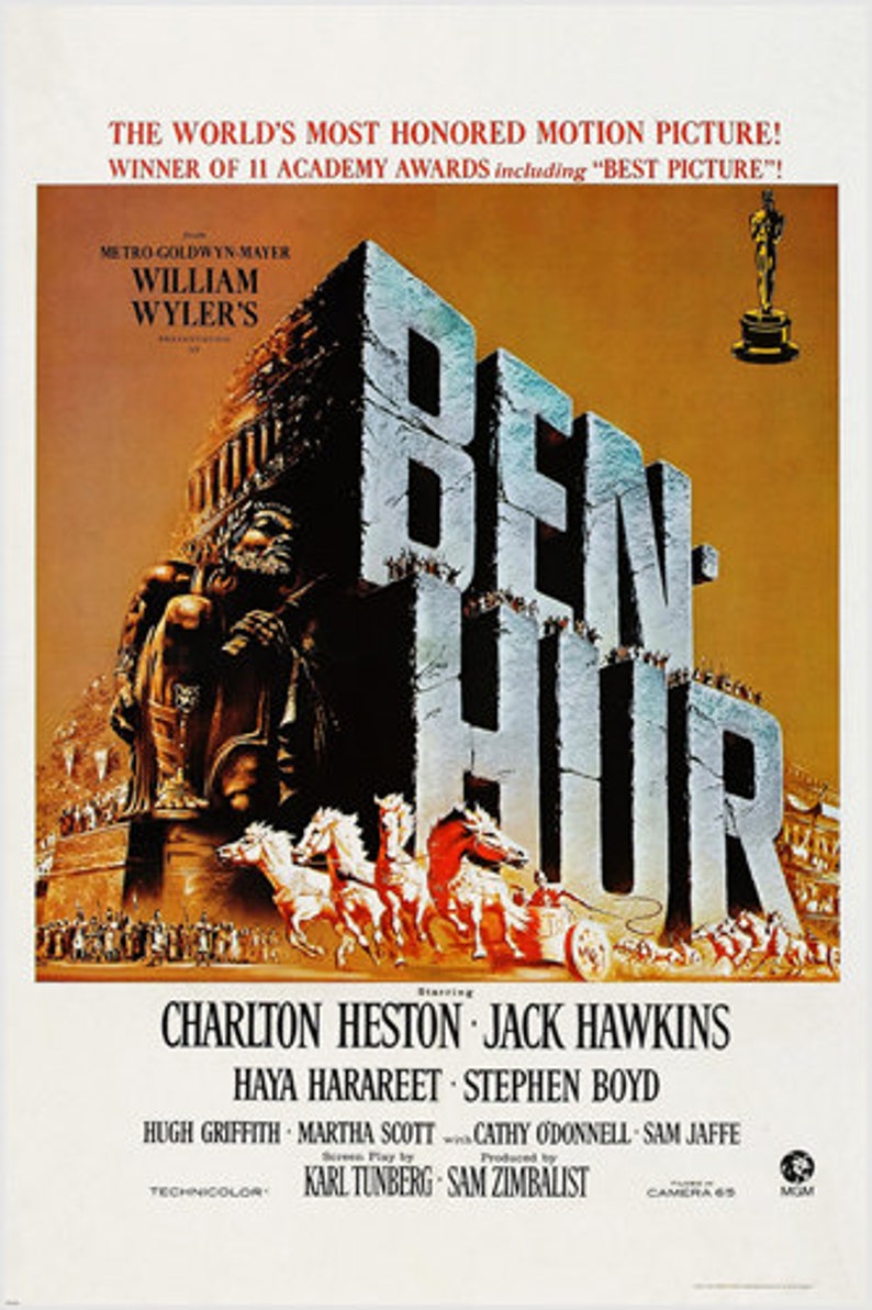 Cartel de la película de Ben Hur 1959 El mundo más de Etsy Cartel de la película de Ben Hur 1959 El mundo más de Etsy