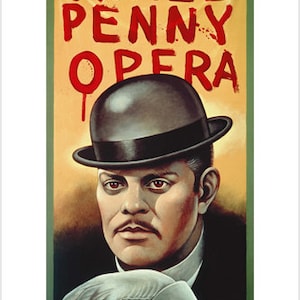 Three Penny Opera Vintage Poster White Gloves Black Hat Wall Decor Art Print