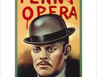 Three Penny Opera Vintage Poster White Gloves Black Hat Wall Decor Art Print