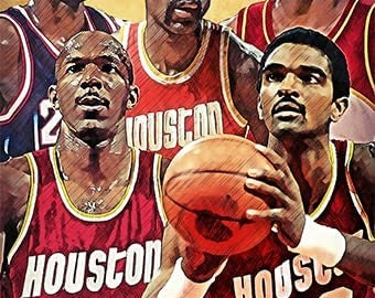 The 5 Greatest Houston Professional Basketball Players History Of All Time Poster Home Decor Art Print