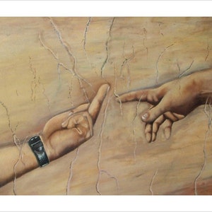 Decorative Fun Hilarious Atheist Version Of Michelangelo Painting The Creation Of Adam Poster
