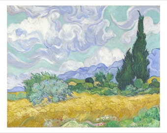 Decorative 1889 Oil Painting by Vincent Van Gogh A Wheatfield With Cypress Reproduction Poster