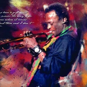 Celebrity American Jazz Trumpeter with Inspirational Quote Home Decor Print Poster