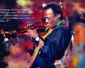 Célèbre trompettiste de jazz américain avec citation inspirante, affiche imprimée décoration intérieure