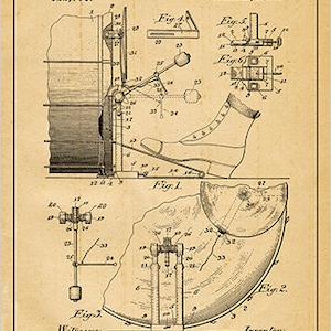 William Ludwig Pedal Drum & Cymbal apparatus US Patent Blueprint Engineering Technical Drawing Schematic Home Decor Print Poster
