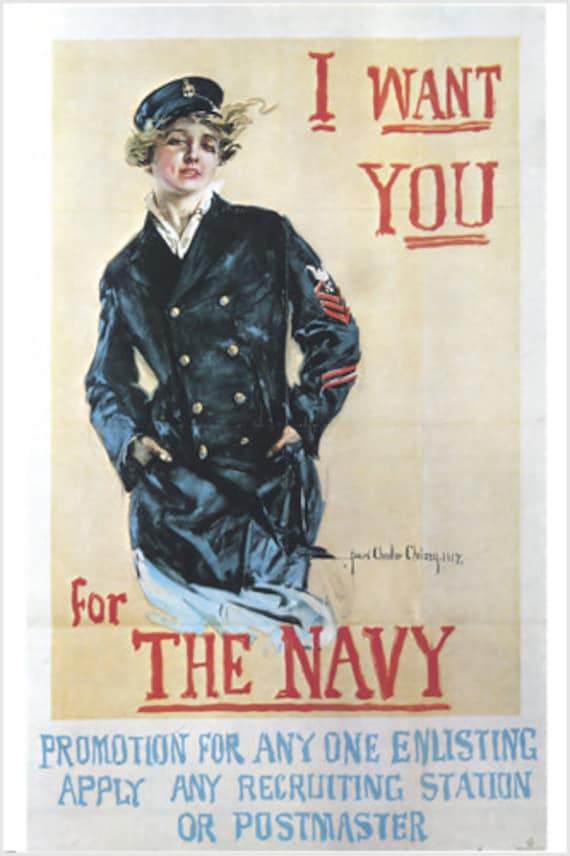 Retro Art Decorative Vintage I Want You for the Navy World War 1