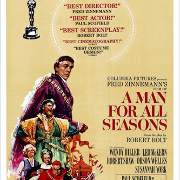 Decorative Award Winning 1966 British Historical Drama Film A Man For All Seasons Movie Poster