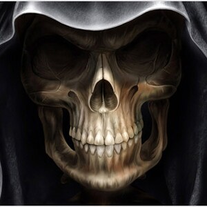 Demon Alien Skull Poster Goth Scary Wide Cheekbones Eyes Hood Covered 20x30