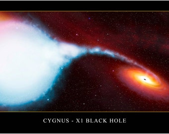 Verbazingwekkende spiraal rode sterren sterrenbeeld Cygnus-X1 zwart gat galactische X-Ray Hubble Ruimte Image Poster