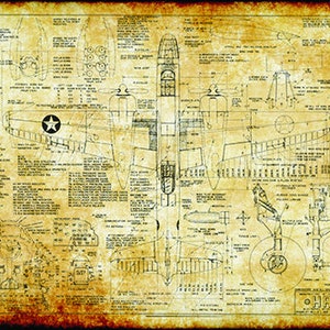 Retro Vintage Vliegtuigbouw Technische Tekening Schematische Home Decor Print Poster