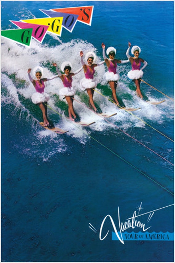 The Go Go's 1982 Vacation Concert Poster Retro Waterskiing Pop