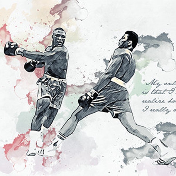 Muhammad Ali vs Frazier Het gevecht van de eeuw Beroemdste bokswedstrijd met inspiratie Citaat Moderne kunst Wall Decor Poster