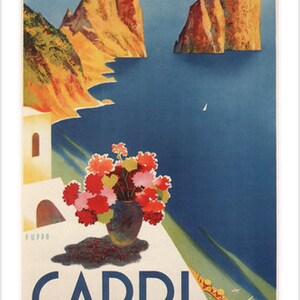 1952 Capri Vintage Tourism Travel Poster Italy Art Print Wall Decor