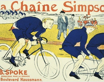 Europäische Retro-Kunst, dekoratives Vintage-Poster mit französischer Fahrradkette, Affiche La Chaine Simpson