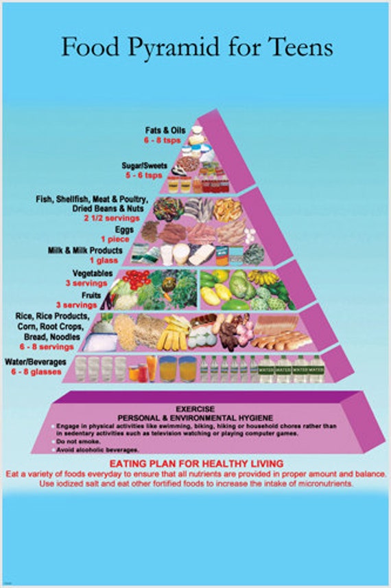 VEGETARIAN FOOD PYRAMID EDUCATIONAL POSTER 24X36 healthy living HOT NEW RARE