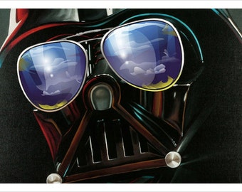 Decorative Funny Darth Vader with Glamour Aviator Sunglasses Poster