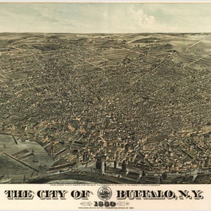 Howards Karte von Buffalo, NY, 1880 – 3D-Poster, historisch, detailliert, dekorativ, Vintage